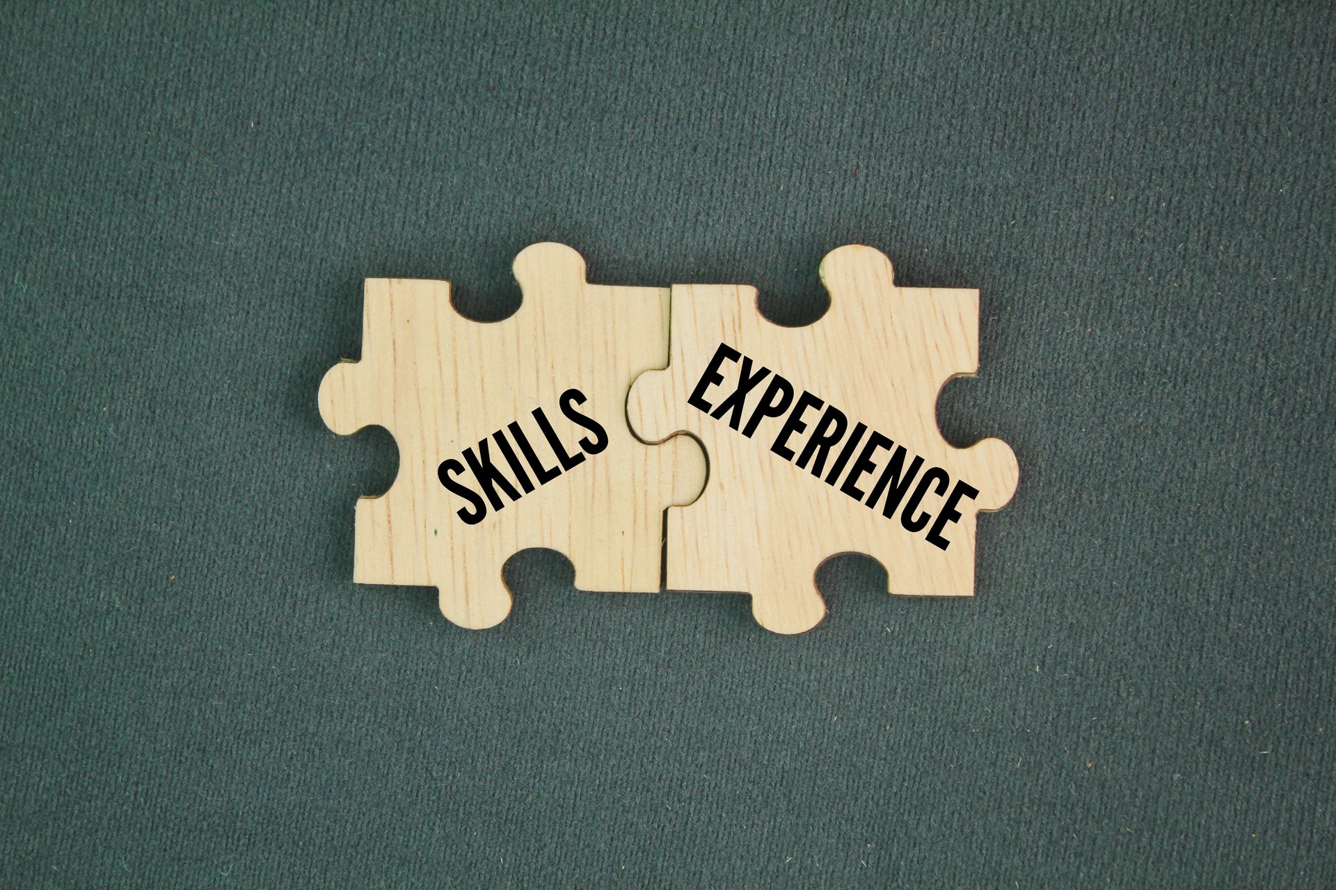 Rompecabezas con una combinación de las palabras habilidades y experiencia. Las habilidades son habilidades y la experiencia se refiere al conocimiento práctico y la experiencia adquirida a través del trabajo